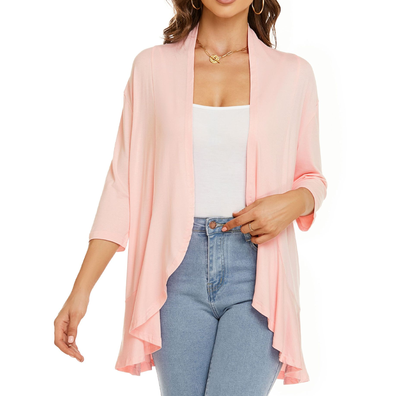 Women's 3/4 Sleeve Open Front Cardigan mysite