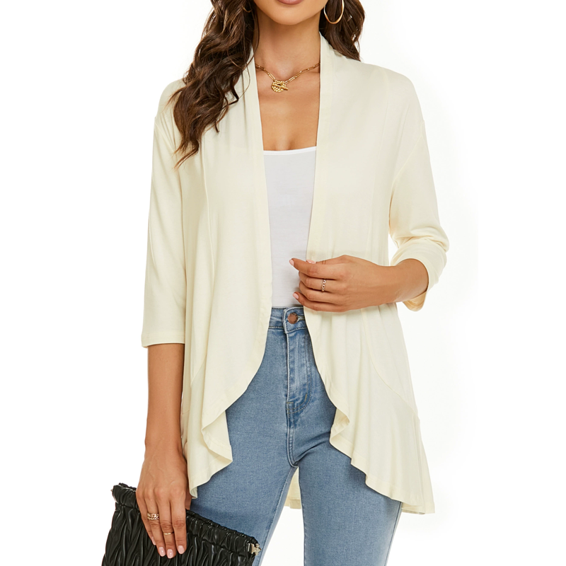 Women's 3/4 Sleeve Open Front Cardigan mysite