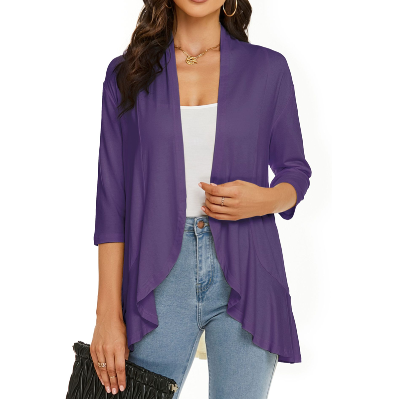 Women's 3/4 Sleeve Open Front Cardigan mysite