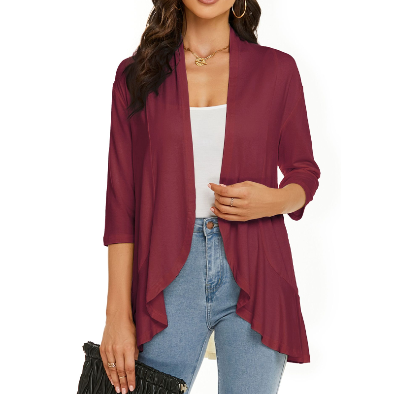 Women's 3/4 Sleeve Open Front Cardigan mysite