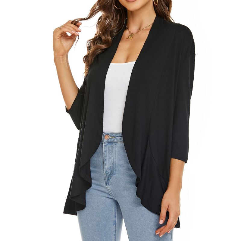 Women's 3/4 Sleeve Open Front Cardigan mysite