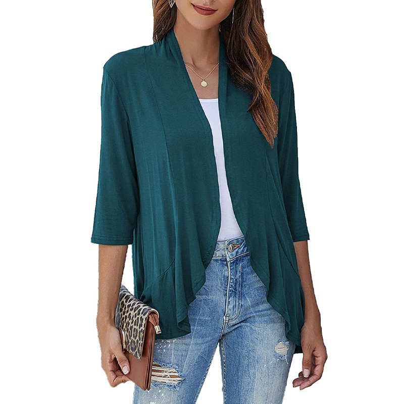 Women's 3/4 Sleeve Open Front Cardigan mysite