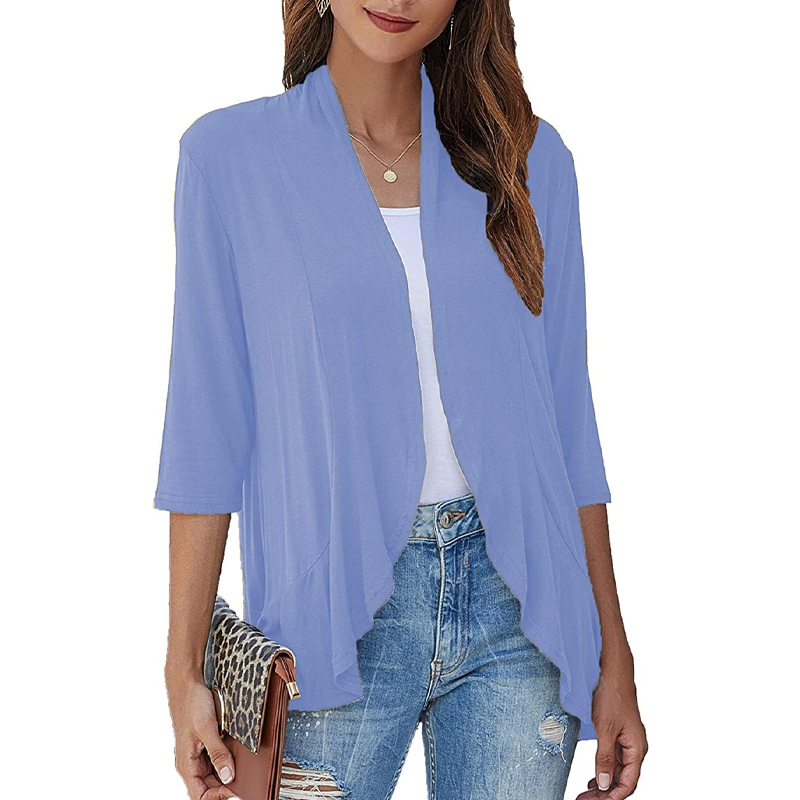 Women's 3/4 Sleeve Open Front Cardigan mysite