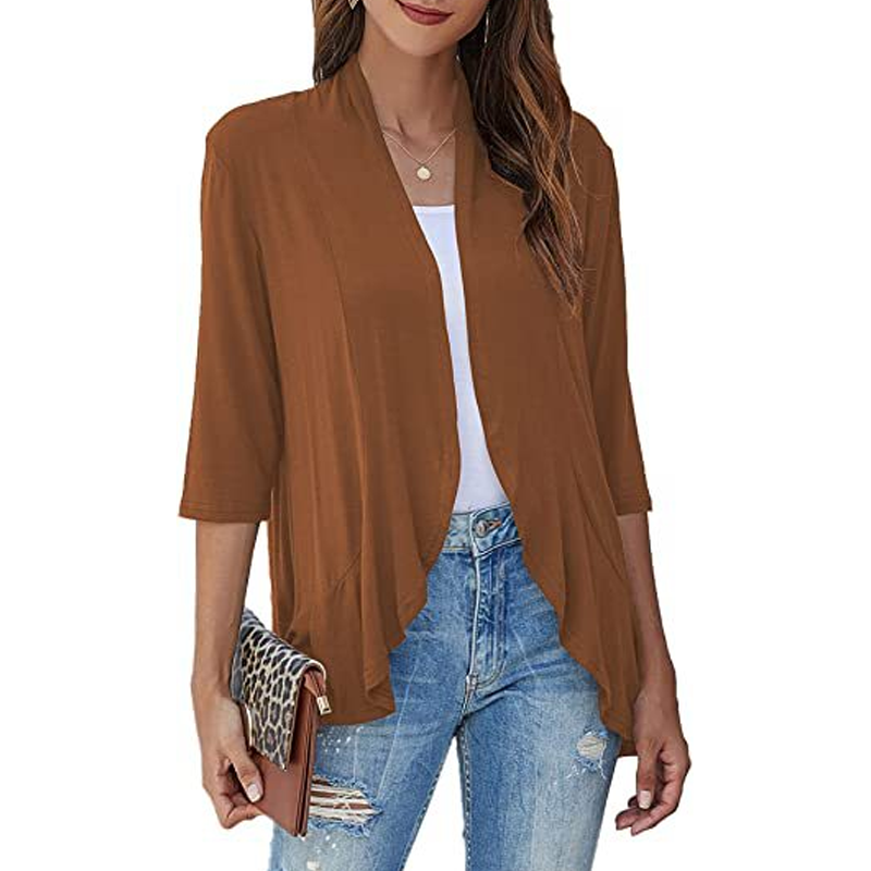 Women's 3/4 Sleeve Open Front Cardigan mysite