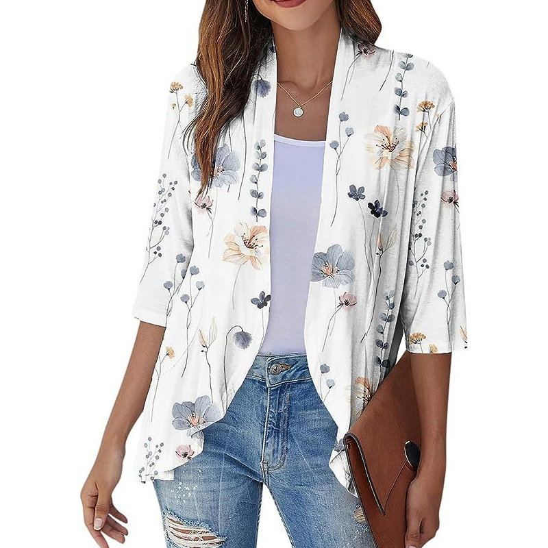 Women's 3/4 Sleeve Open Front Cardigan mysite