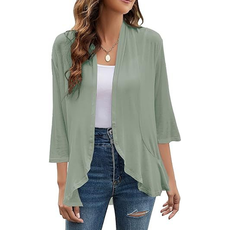 Women's 3/4 Sleeve Open Front Cardigan mysite
