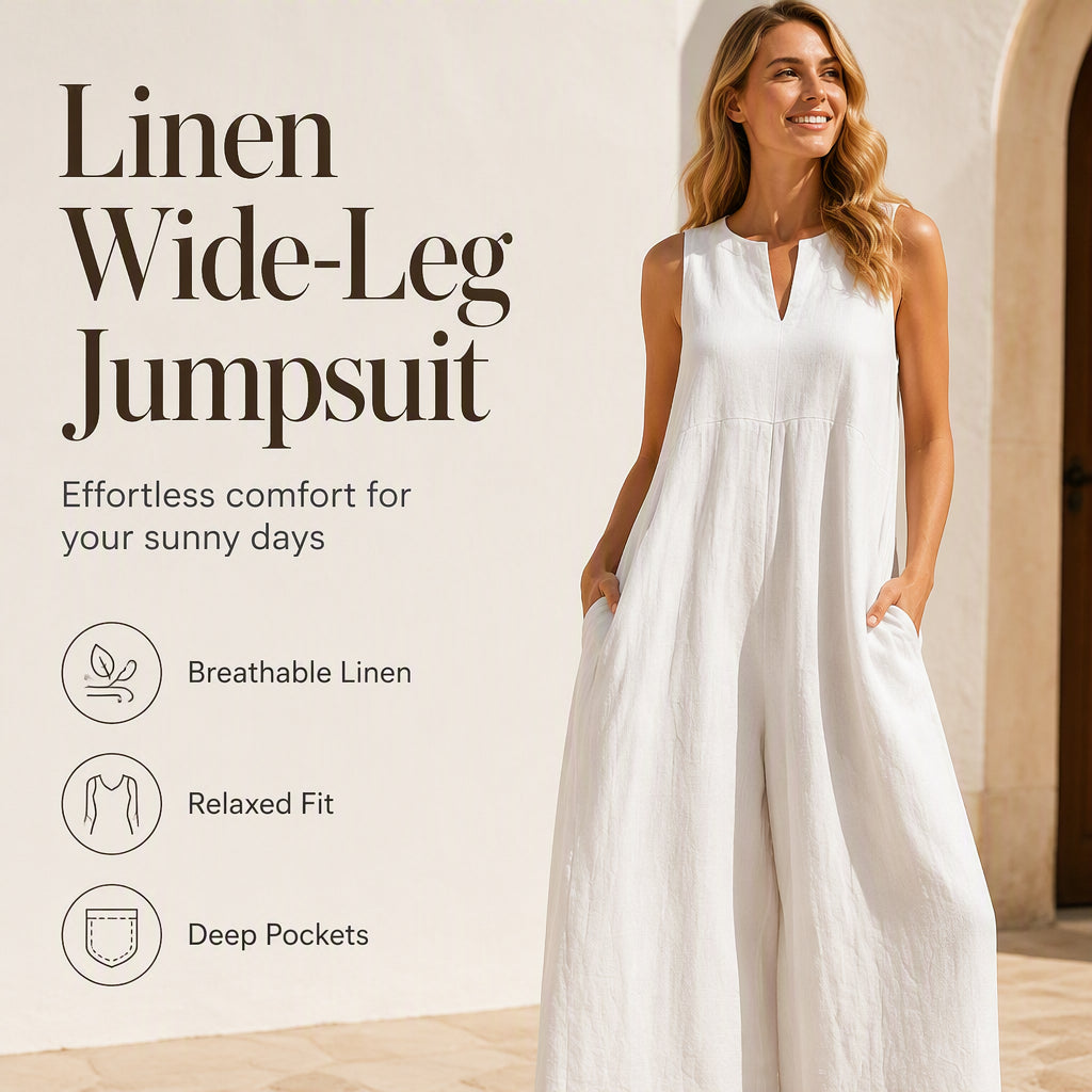 🌸 50% OFF NOW! 🌸Women's Sleeveless V-Neck Wide-Leg Jumpsuit with Pockets mysite