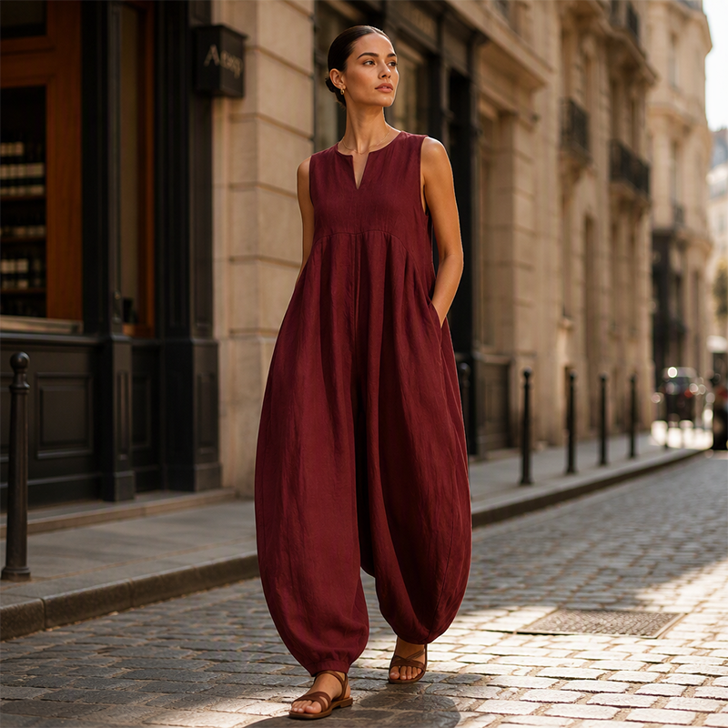🌸 50% OFF NOW! 🌸Women's Sleeveless V-Neck Wide-Leg Jumpsuit with Pockets mysite