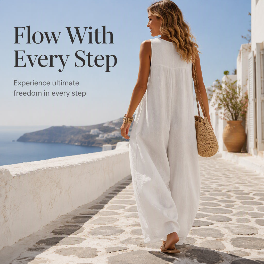 🌸 50% OFF NOW! 🌸Women's Sleeveless V-Neck Wide-Leg Jumpsuit with Pockets mysite