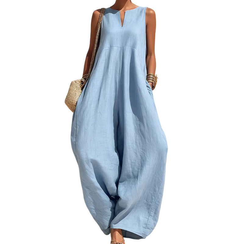 🌸 50% OFF NOW! 🌸Women's Sleeveless V-Neck Wide-Leg Jumpsuit with Pockets mysite