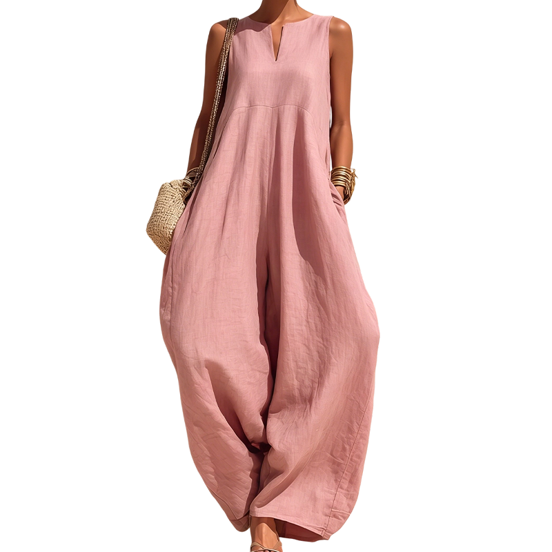 🌸 50% OFF NOW! 🌸Women's Sleeveless V-Neck Wide-Leg Jumpsuit with Pockets mysite