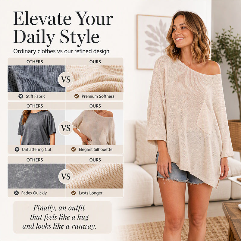 Women's Casual Cozy Crewneck Knit Top mysite