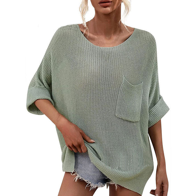Women's Casual Cozy Crewneck Knit Top mysite