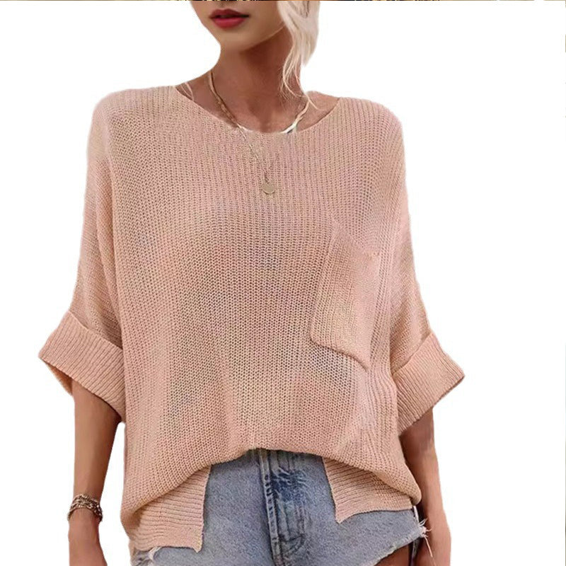 Women's Casual Cozy Crewneck Knit Top mysite