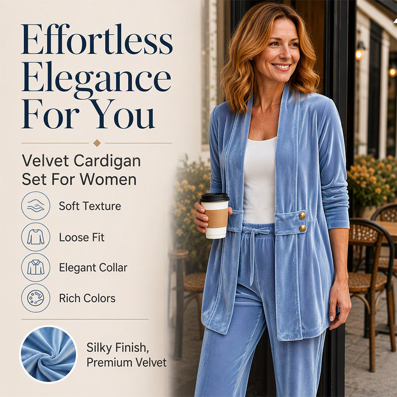 Women's Double-Breasted Velvet Cardigan mysite