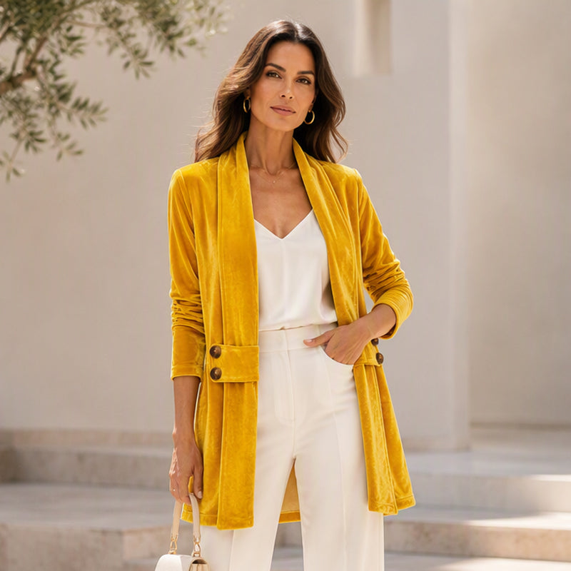 Women's Double-Breasted Velvet Cardigan mysite