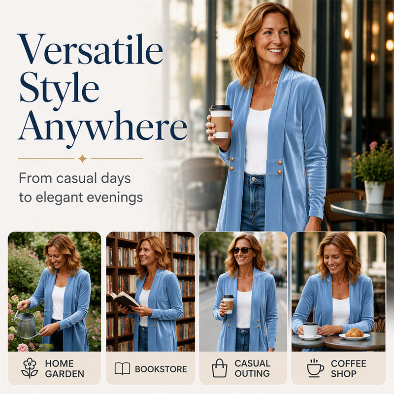 Women's Double-Breasted Velvet Cardigan mysite