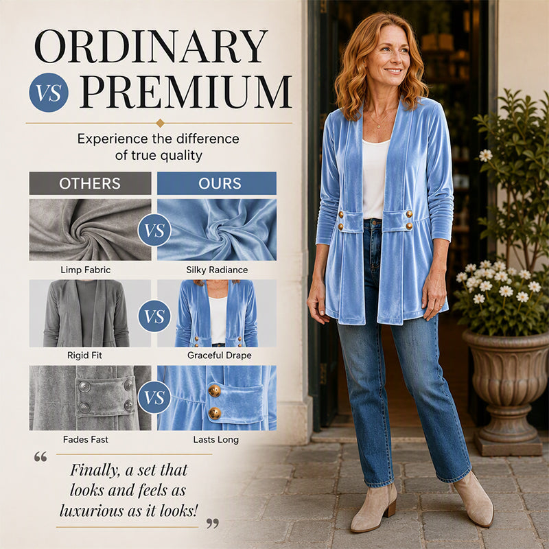 Women's Double-Breasted Velvet Cardigan mysite
