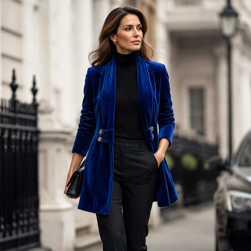 Women's Double-Breasted Velvet Cardigan mysite