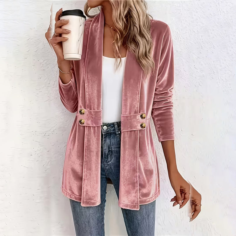Women's Double-Breasted Velvet Cardigan mysite