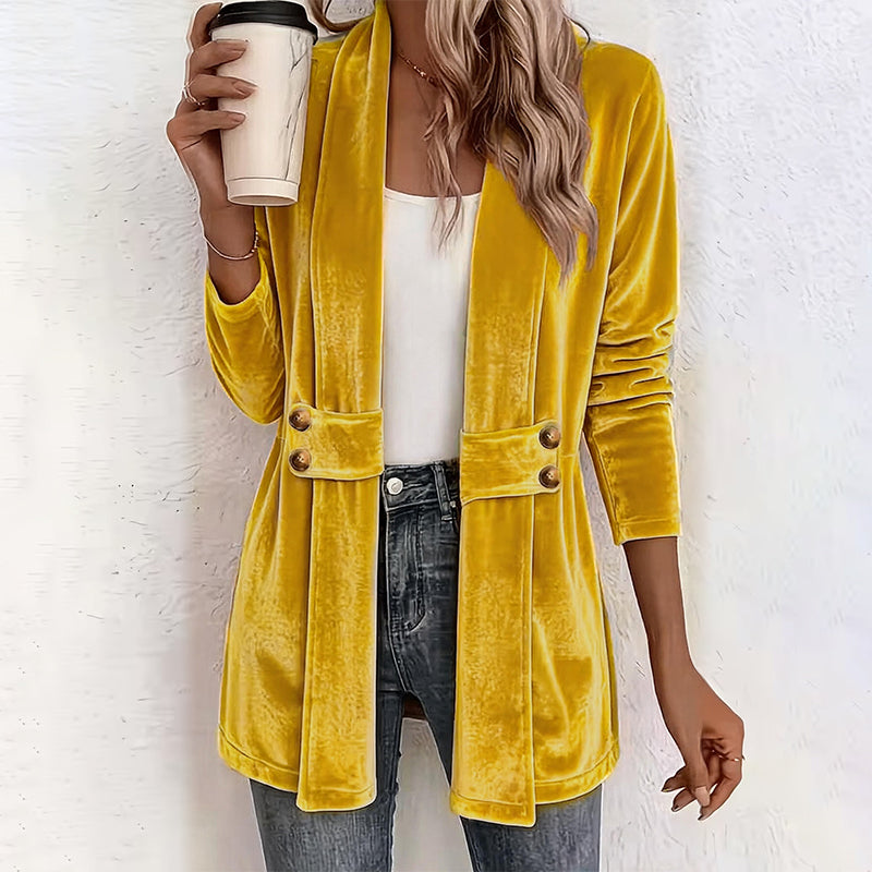 Women's Double-Breasted Velvet Cardigan mysite