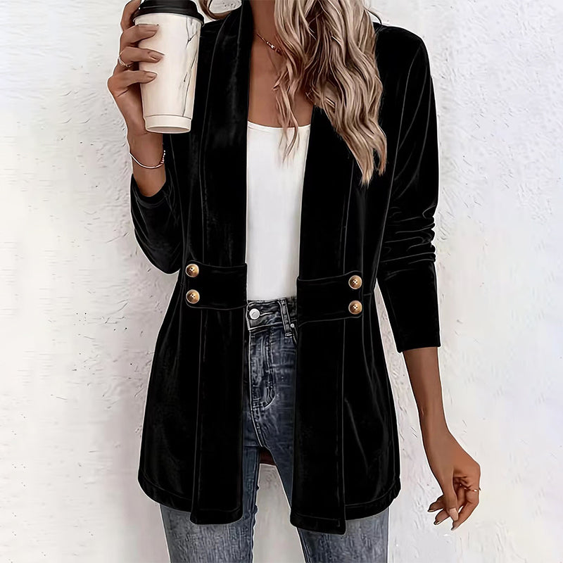 Women's Double-Breasted Velvet Cardigan mysite