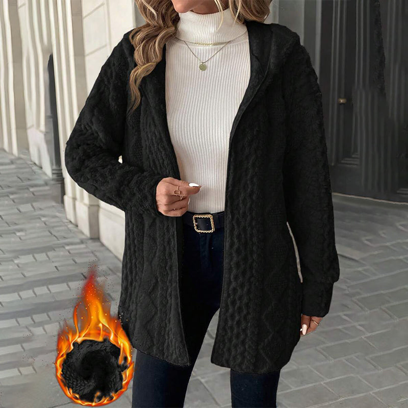 Women's Mid-Length Hooded Quilted Plush Coat mysite