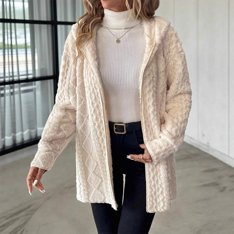 Women's Mid-Length Hooded Quilted Plush Coat mysite
