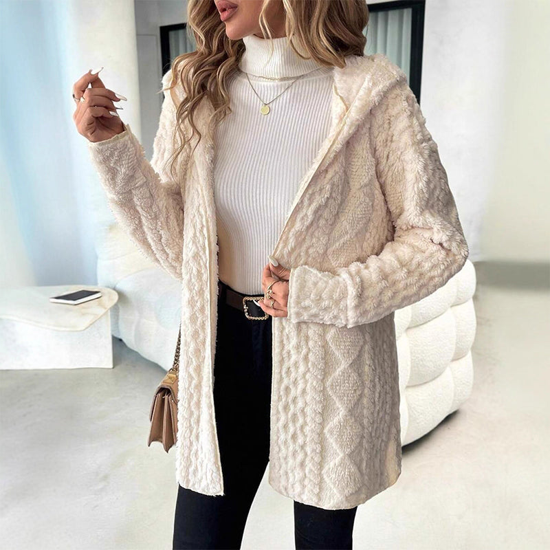 Women's Mid-Length Hooded Quilted Plush Coat mysite