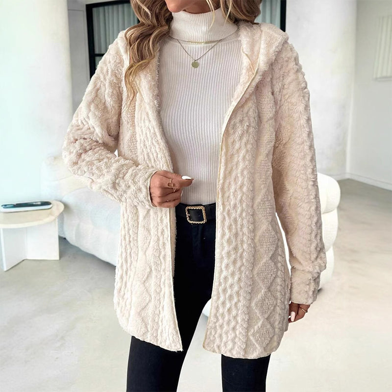 Women's Mid-Length Hooded Quilted Plush Coat mysite