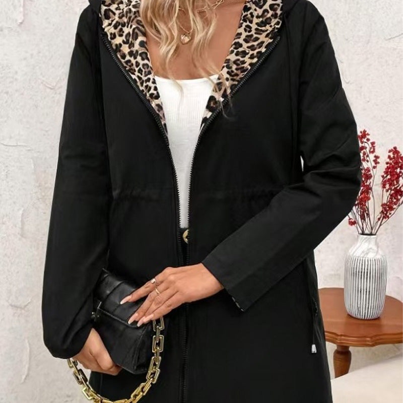 Hooded Reversible Leopard Print Coat mysite