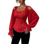 🌸Hot Sale 50% OFF💖Women's Cold Shoulder Floral Jacquard Top mysite