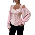 🌸Hot Sale 50% OFF💖Women's Cold Shoulder Floral Jacquard Top mysite