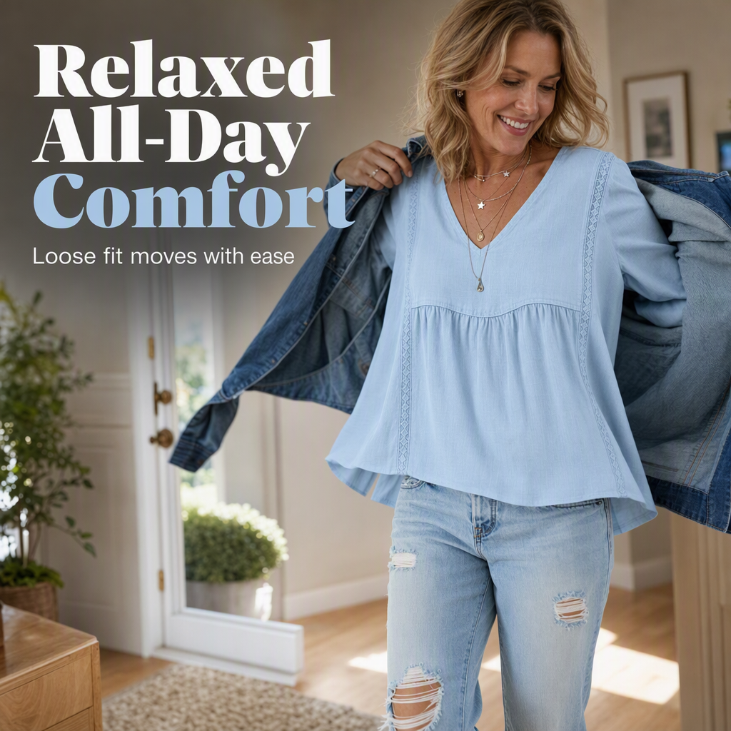 Women's Casual V-Neck Long Sleeve Blouse mysite