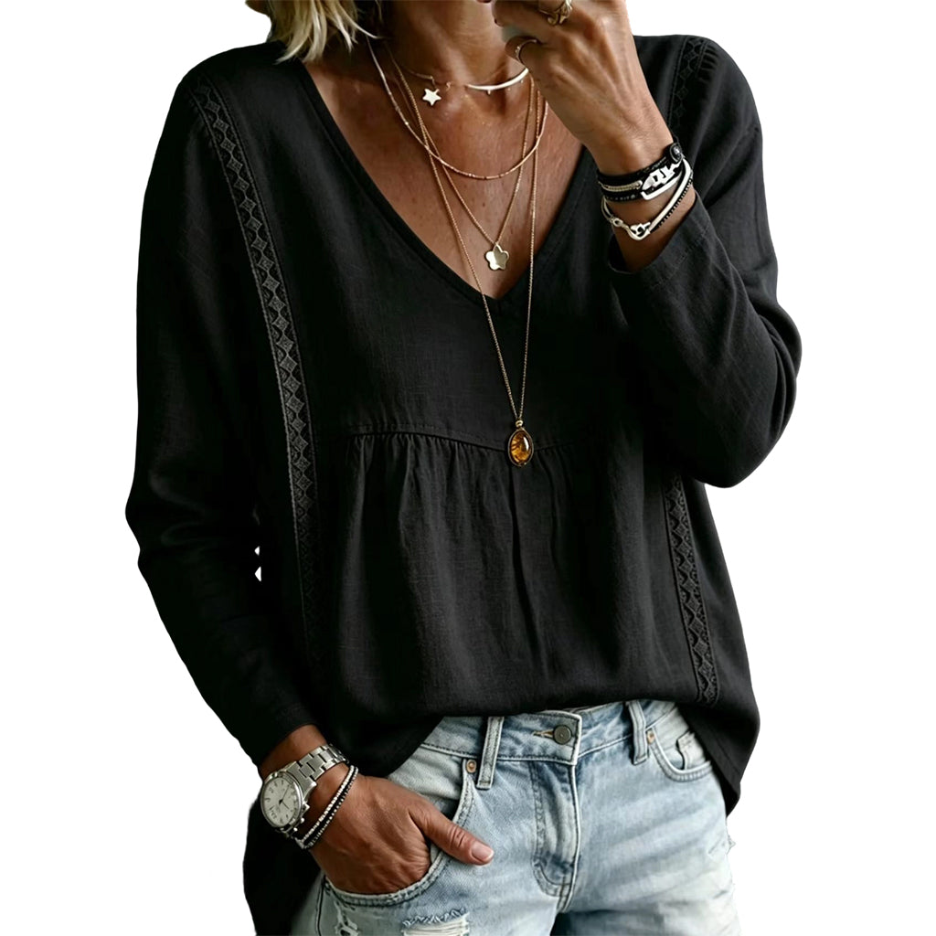 Women's Casual V-Neck Long Sleeve Blouse mysite