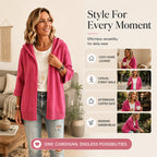 Women's 3/4 Sleeve Hooded Knit Cardigan mysite