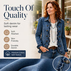 Women's Double Breasted Ruffle Denim Jacket mysite