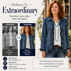 Women's Double Breasted Ruffle Denim Jacket mysite