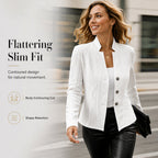 Women's Textured Button Down Blazer Jacket mysite