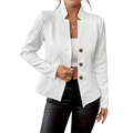 Women's Textured Button Down Blazer Jacket mysite