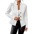 Women's Textured Button Down Blazer Jacket mysite