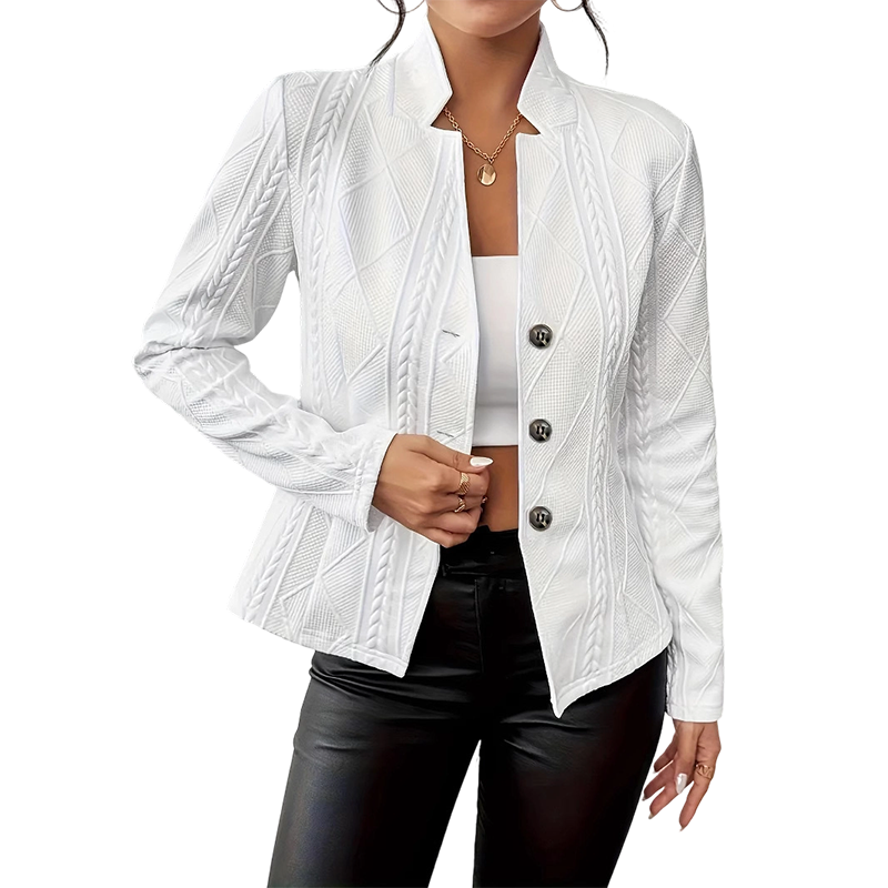 Women's Textured Button Down Blazer Jacket mysite