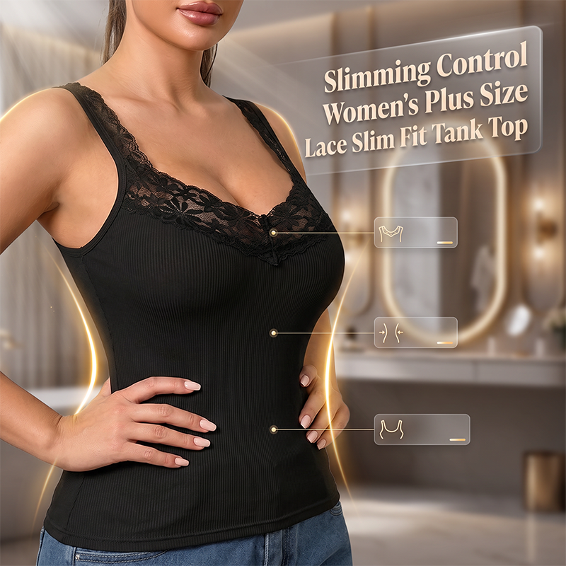 Women's Plus Size Lace Slim Fit Tank Top mysite