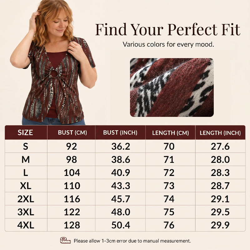 Women's Leopard Print O-Ring Faux Two-Piece T-Shirt mysite