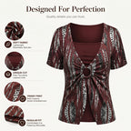 Women's Leopard Print O-Ring Faux Two-Piece T-Shirt mysite