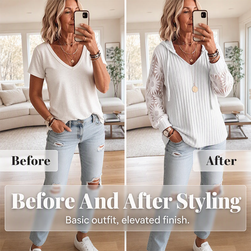 Elegant Lace Hoodie Knit mysite