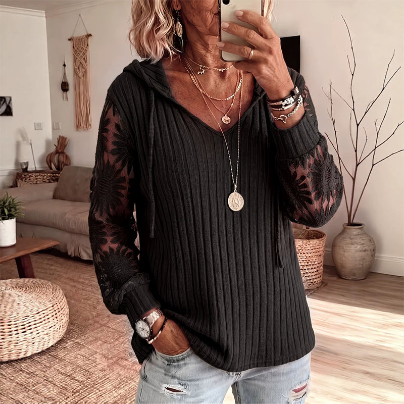 Elegant Lace Hoodie Knit mysite
