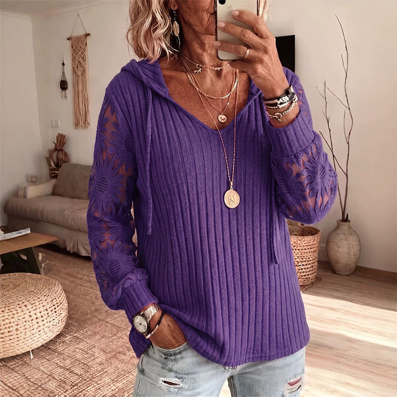 Elegant Lace Hoodie Knit mysite
