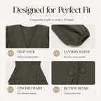 Women's V-Neck Lantern Sleeve Peplum Blouse mysite