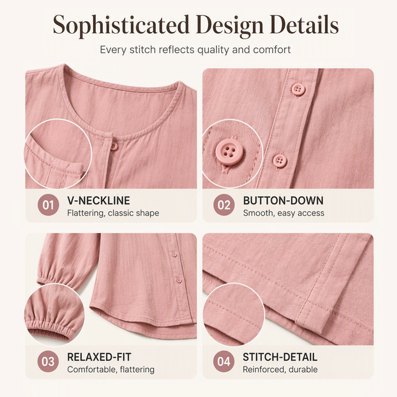 Women's Loose Solid Color Button Down Shirt mysite